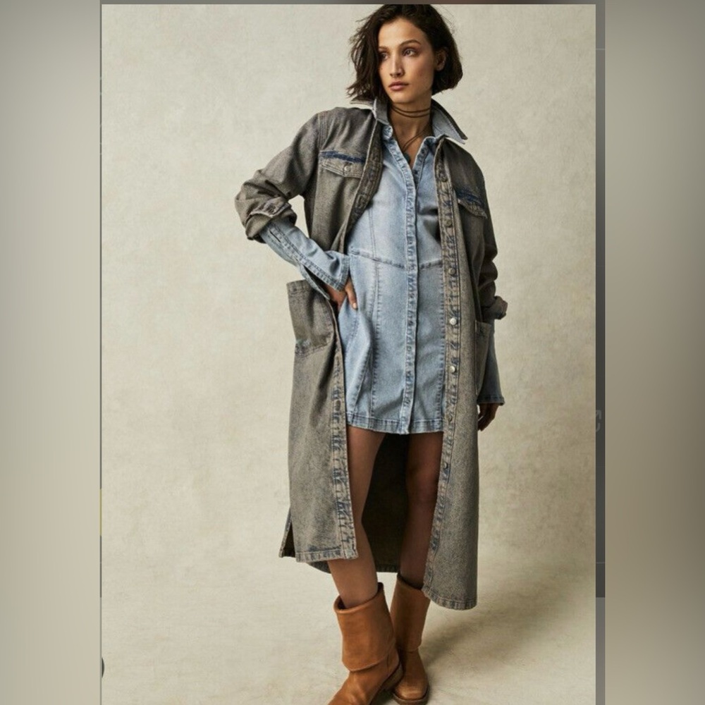 Free People Anna Lou Denim Duster